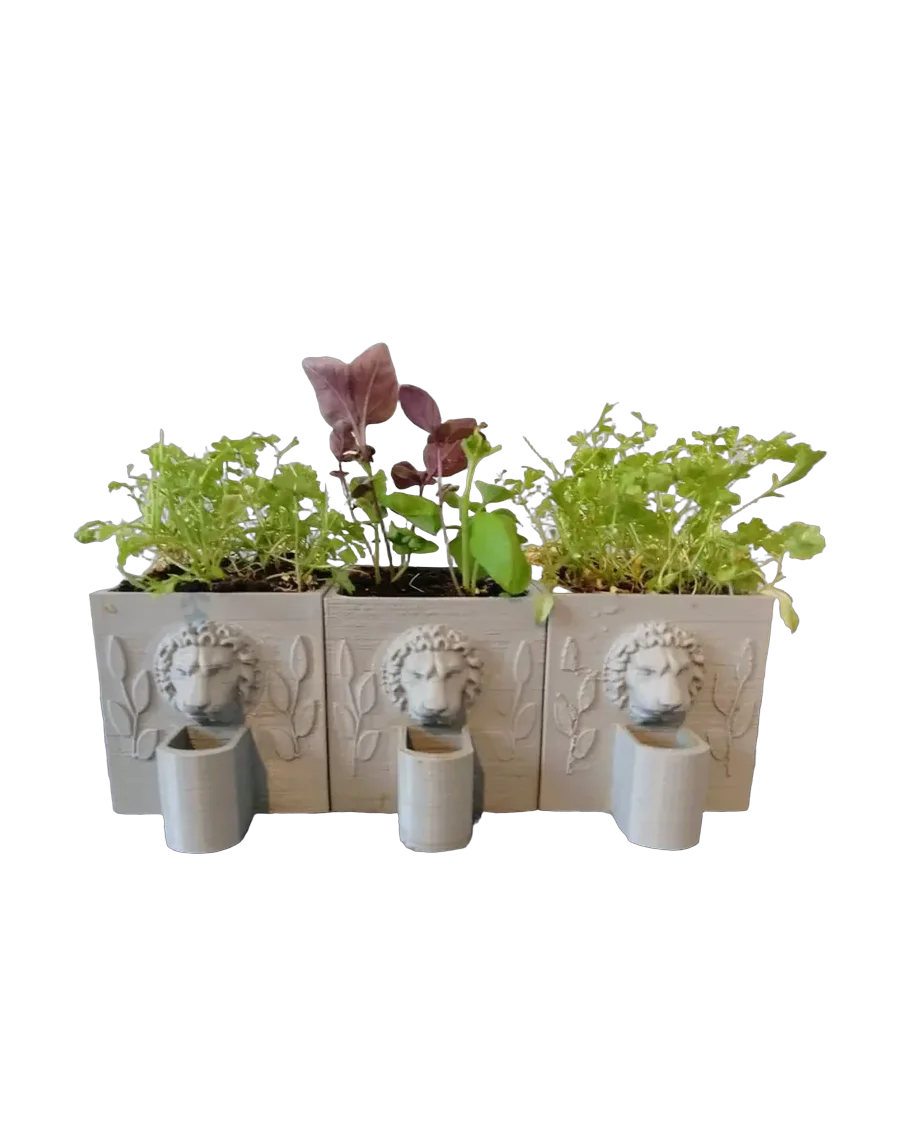 Maceta autorregante con leones