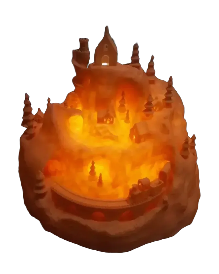 Pueblo navideño iluminado
